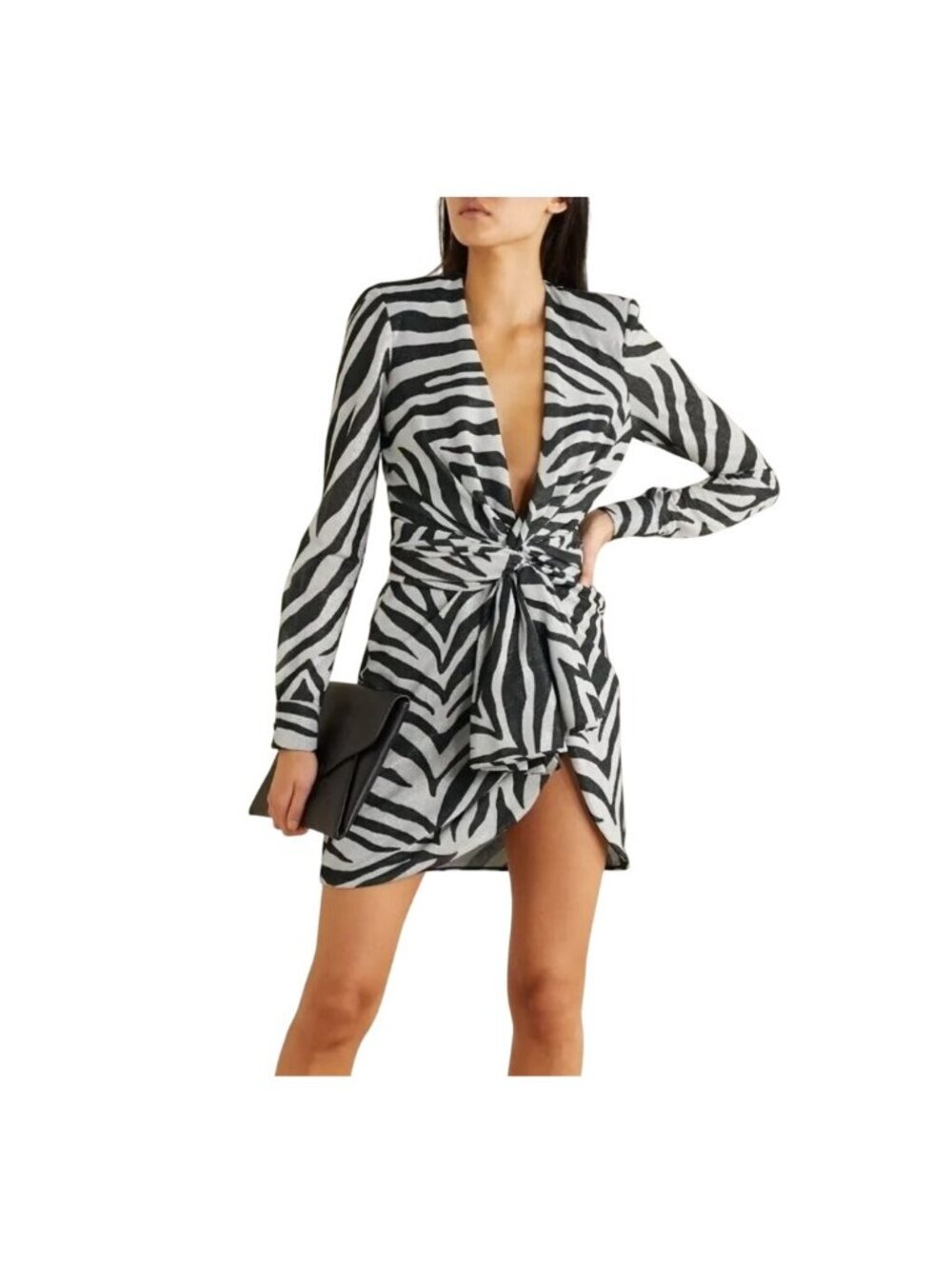 NWT $1,845 Redemption Zebra Print Mini Dress Ivory Size US 12